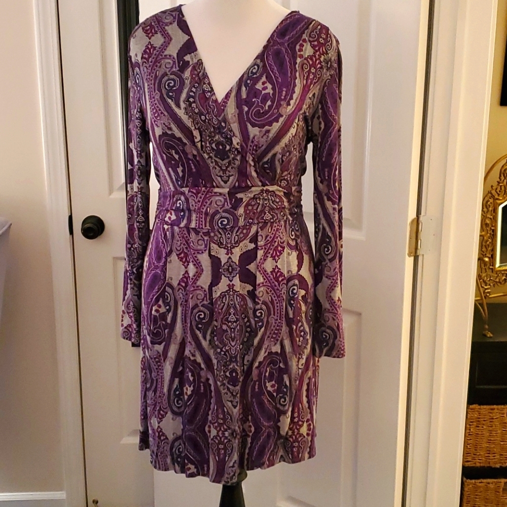 Purple and Gray Wrap Dress Sz L